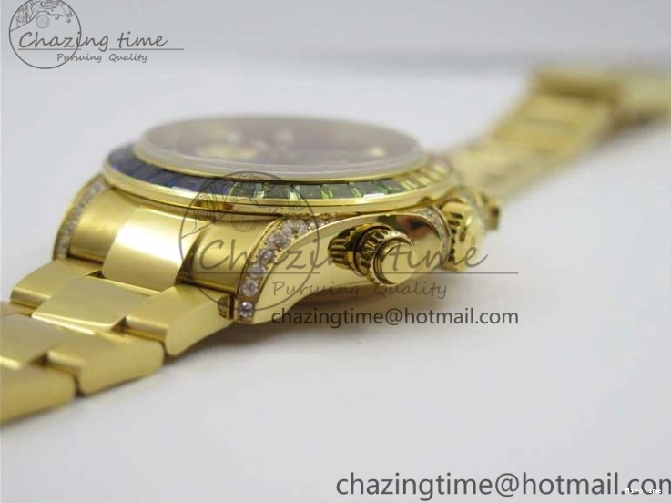 MiroTime 0306 Daytona 116589RBOW YG Rainbow Crystal BLF Best Edition Black Dial on YG Bracelet A SmoothTexture 3175